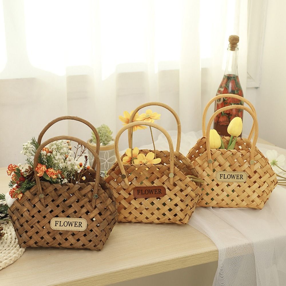 Wedding Hampers - Cesta colgante tejida de mimbre, macetero