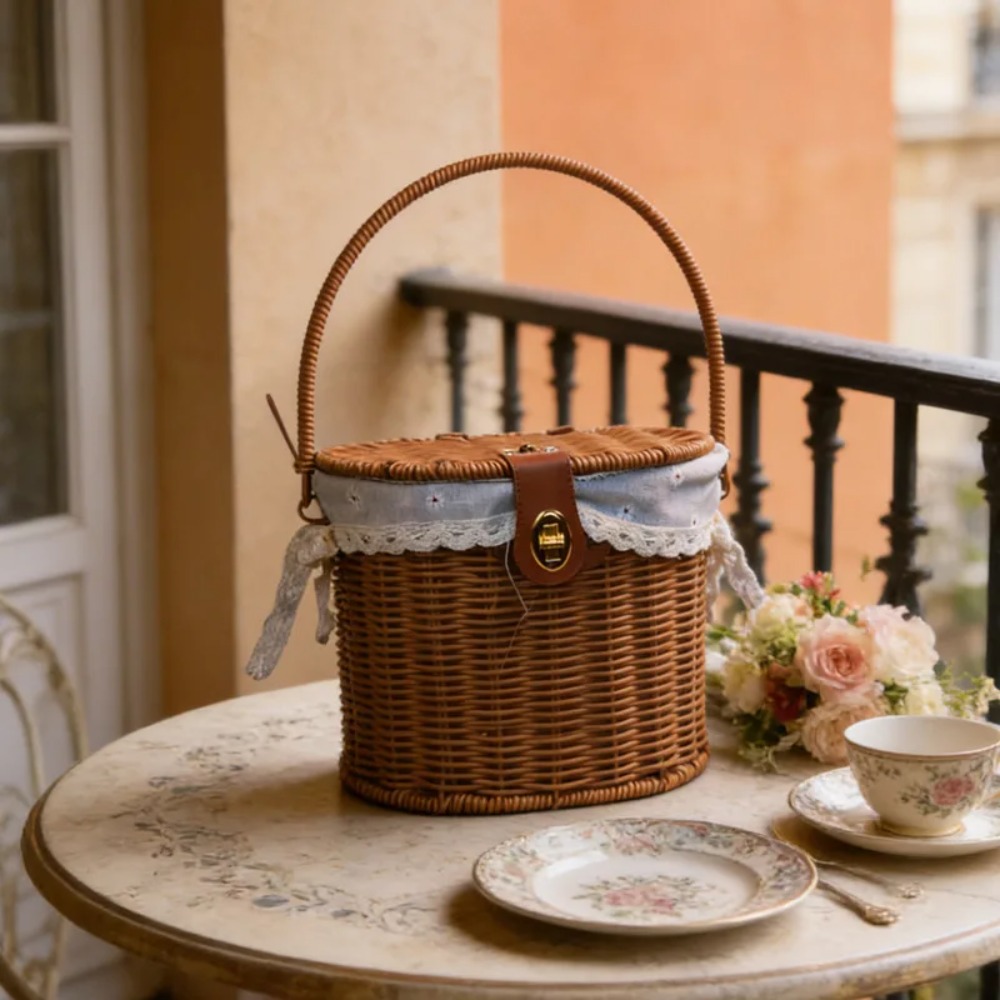 Cesta Tejida a Mano con Tapa y - Wedding Hampers reseña y precio